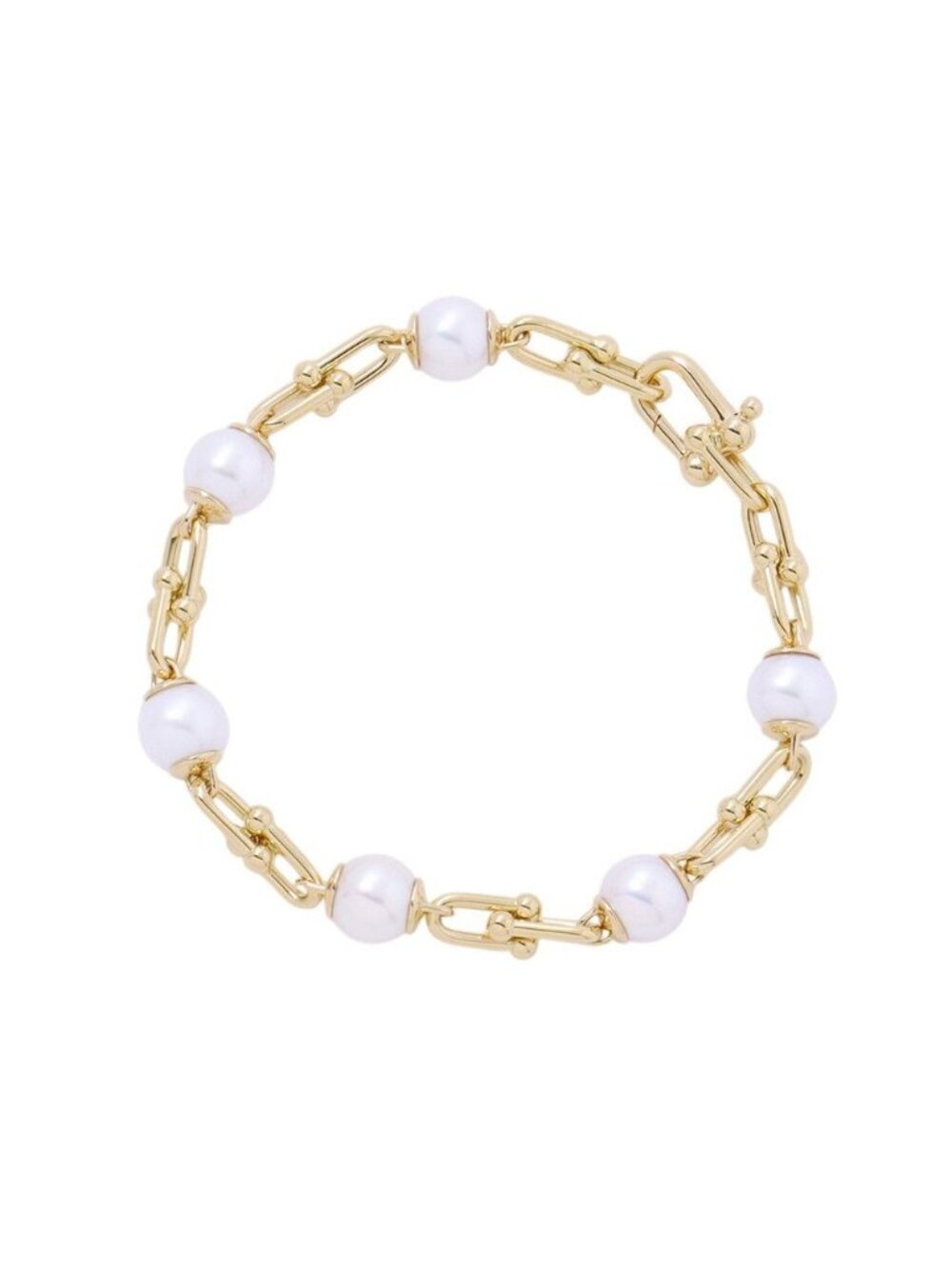 Tiffany & Co Bracelet HardWear Link Pearl Large Fresh Water 18k Yellow Gold
